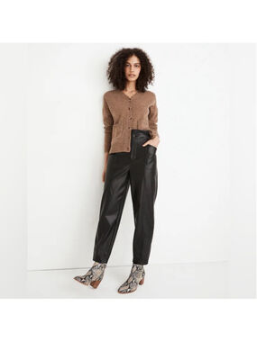 Madewell Black Vegan Leather Pull On Paperbag Pants Size 6